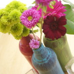 Simple floral with recycled beer bottles