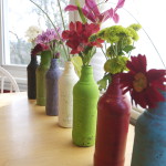 Simple floral with recycled beer bottles