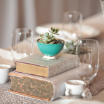 Succulent Centerpiece & Vintage Wrapped Books