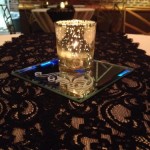 Art deco centerpiece tile and lace runner