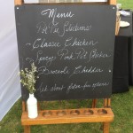 Menu board for food truck service.