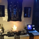 Mobile wall for escort card display.