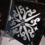 Art deco etched mirror tile for centerpiece