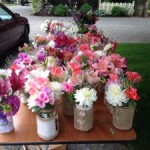 Rustic chic floral centerpieces in the works