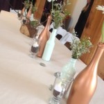 Recycled bottles painted.
